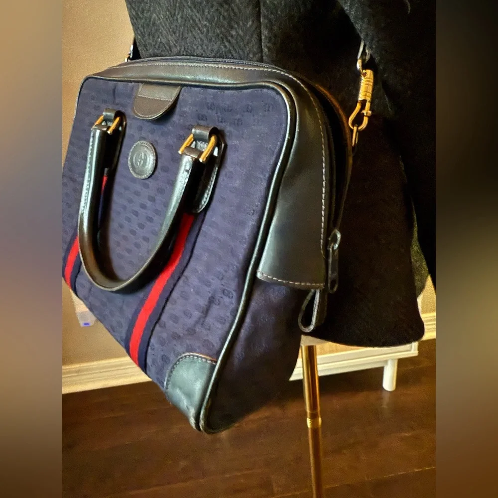 Gucci GG Monogram Supreme Sherry Web Ophidia Boston Doctor Satchel Bag Vintage - Picture 9 of 16